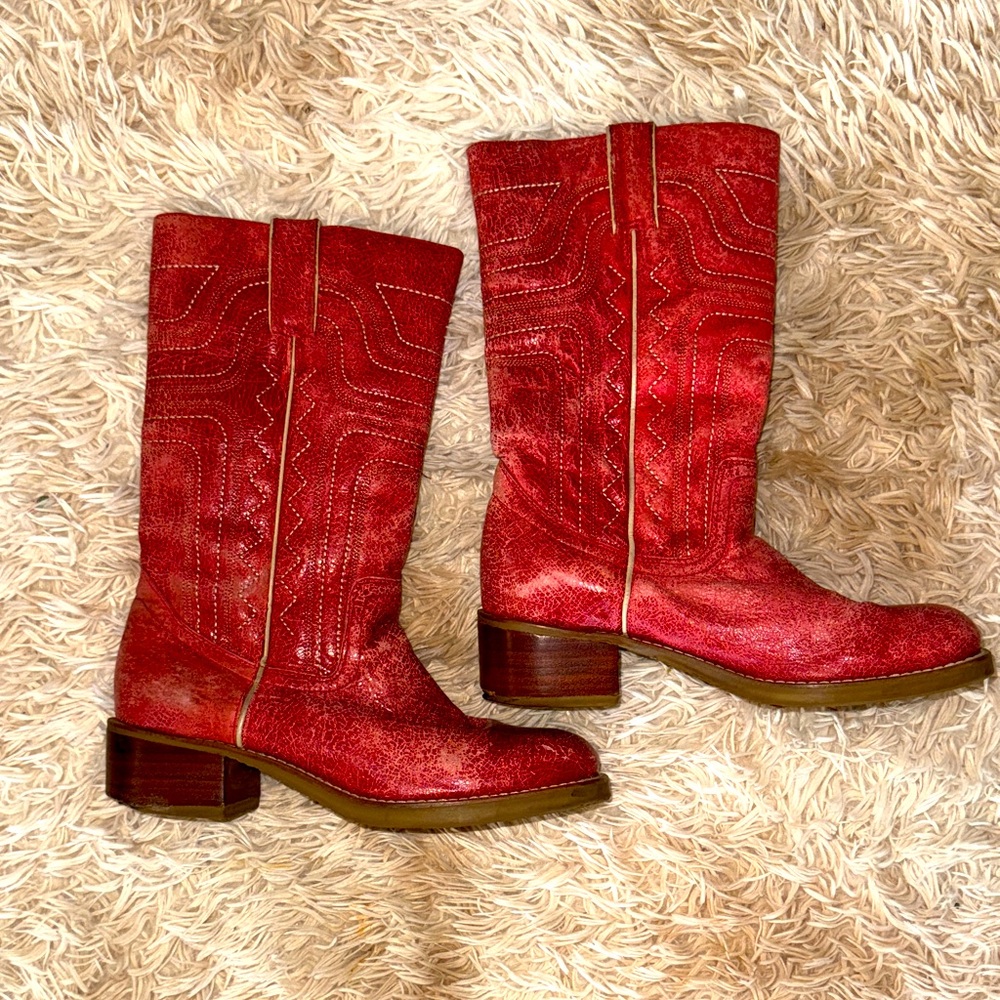 Brazil Red Western-Style Women's Boots - 7
